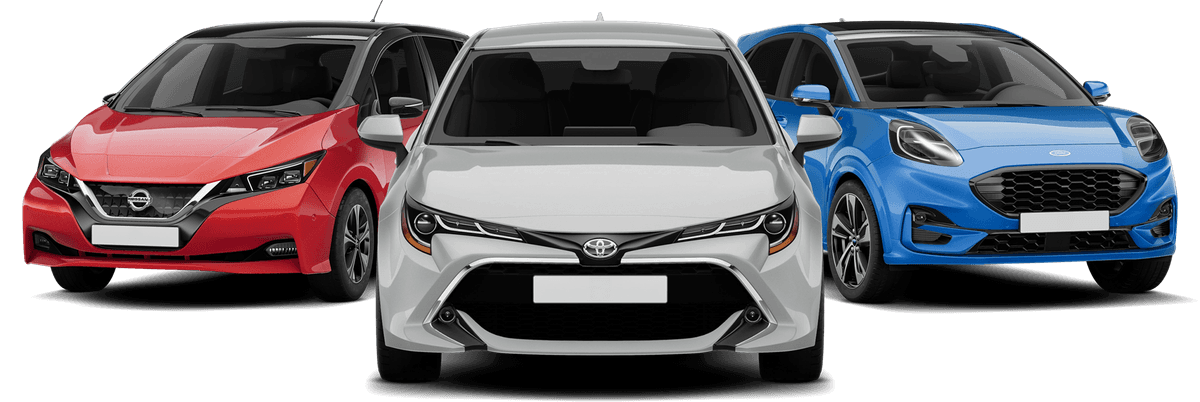 Three different cars showing variety of vehicles covered